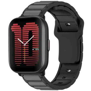 For Amazfit Active / GTR Mini / Bip 3 Flat Head Dual Color 20mm Quick Release Silicone Watch Band(Black Gray)