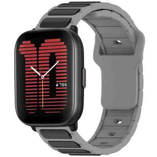 For Amazfit Active / GTR Mini / Bip 3 Flat Head Dual Color 20mm Quick Release Silicone Watch Band(Gray Black)