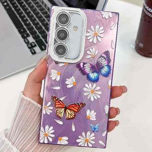 For Samsung Galaxy S24 5G Plating Texture Butterfly TPU Phone Case with Glitter Lens Film(Daisy Butterflies HU2)