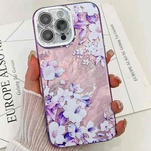 For iPhone 16 Pro Max Electroplating Flowers Plants Texture TPU Phone Case(Azalea FL4)