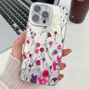 For iPhone 16 Pro Max Electroplating Flowers Plants Texture TPU Phone Case(Carnation FL7)