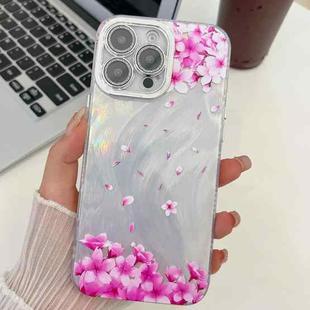 For iPhone 16 Pro Max Electroplating Flowers Plants Texture TPU Phone Case(Sakura FL12)