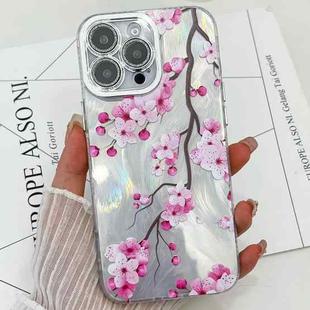 For iPhone 16 Pro Electroplating Flowers Plants Texture TPU Phone Case(Plum Flower FL6)