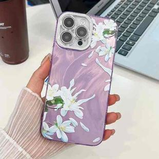 For iPhone 16 Pro Electroplating Flowers Plants Texture TPU Phone Case(Gardenia FL15)