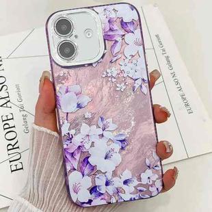 For iPhone 16 Plus Electroplating Flowers Plants Texture TPU Phone Case(Azalea FL4)