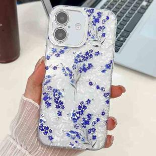 For iPhone 16 Plus Electroplating Flowers Plants Texture TPU Phone Case(Blue Flower FL13)