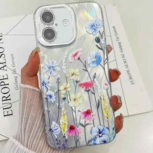 For iPhone 16 Electroplating Flowers Plants Texture TPU Phone Case(Wildflower FL2)