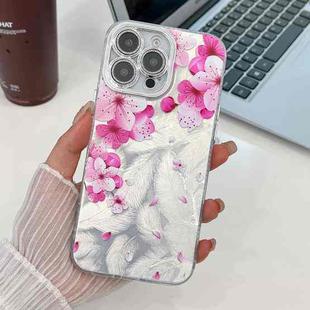 For iPhone 15 Pro Electroplating Flowers Plants Texture TPU Phone Case(Peach Blossom FL18)