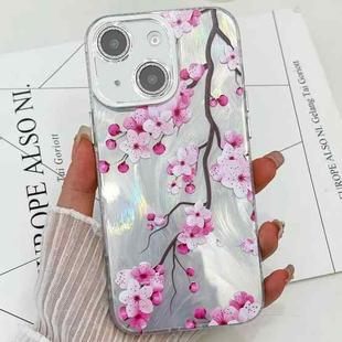 For iPhone 15 Electroplating Flowers Plants Texture TPU Phone Case(Plum Flower FL6)