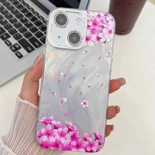 For iPhone 15 Electroplating Flowers Plants Texture TPU Phone Case(Sakura FL12)