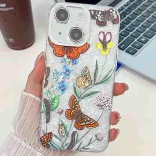 For iPhone 15 Electroplating Flowers Plants Texture TPU Phone Case(Butterfly Love Flower FL17)