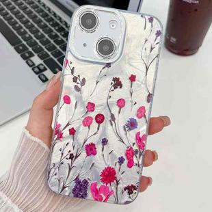 For iPhone 14 Electroplating Laser Flowers Plants Texture TPU Phone Case(Carnation FL7)