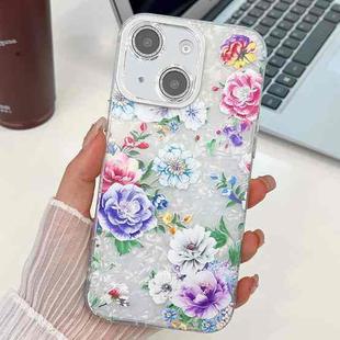 For iPhone 14 Electroplating Flowers Plants Texture TPU Phone Case(Peony FL14)