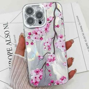 For iPhone 14 Pro Electroplating Flowers Plants Texture TPU Phone Case(Plum Flower FL6)