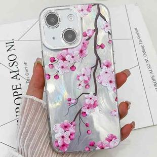 For iPhone 13 Electroplating Flowers Plants Texture TPU Phone Case(Plum Flower FL6)