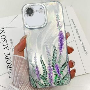 For iPhone 16e Electroplating Flowers Plants Texture TPU Phone Case(Lavender FL3)