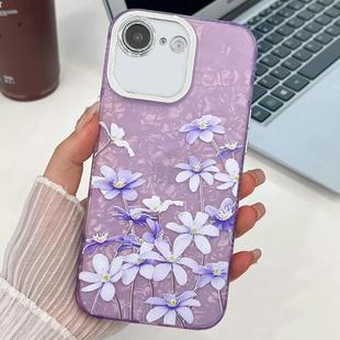 For iPhone 16e Electroplating Flowers Plants Texture TPU Phone Case(Lilac Flowers FL16)