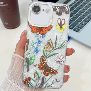 For iPhone 16e Electroplating Flowers Plants Texture TPU Phone Case(Butterfly Love Flower FL17)
