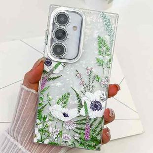 For Samsung Galaxy A36 Electroplating Flowers Plants Texture TPU Phone Case(Green Plants FL5)