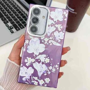 For Samsung Galaxy A36 Electroplating Flowers Plants Texture TPU Phone Case(Pale Purple Flower FL11)