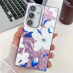 For Samsung Galaxy S25 5G Electroplating Flowers Plants Texture TPU Phone Case(Bougainvillea FL8)