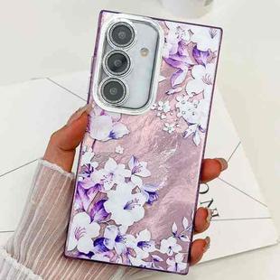 For Samsung Galaxy S25+ 5G Electroplating Flowers Plants Texture TPU Phone Case(Azalea FL4)