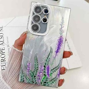 For Samsung Galaxy S25 Ultra 5G Electroplating Flowers Plants Texture TPU Phone Case(Lavender FL3)