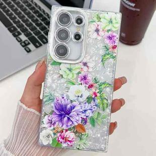 For Samsung Galaxy S25 Ultra 5G Electroplating Flowers Plants Texture TPU Phone Case(Colorful Peony FL10)