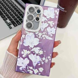 For Samsung Galaxy S25 Ultra 5G Electroplating Flowers Plants Texture TPU Phone Case(Pale Purple Flower FL11)