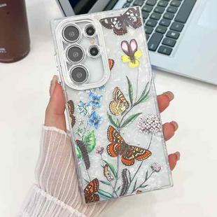 For Samsung Galaxy S25 Ultra 5G Electroplating Flowers Plants Texture TPU Phone Case(Butterfly Love Flower FL17)