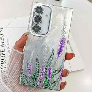 For Samsung Galaxy S24 FE 5G Electroplating Flowers Plants Texture TPU Phone Case(Lavender FL3)