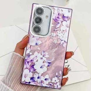 For Samsung Galaxy S24 FE 5G Electroplating Flowers Plants Texture TPU Phone Case(Azalea FL4)