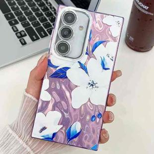 For Samsung Galaxy S24 FE 5G Electroplating Flowers Plants Texture TPU Phone Case(Bougainvillea FL8)