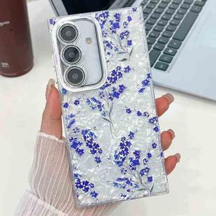 For Samsung Galaxy S24 FE 5G Electroplating Flowers Plants Texture TPU Phone Case(Blue Flower FL13)