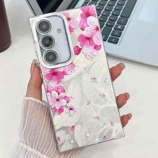 For Samsung Galaxy S24 FE 5G Electroplating Flowers Plants Texture TPU Phone Case(Peach Blossom FL18)
