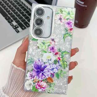 For Samsung Galaxy A55 5G Electroplating Flowers Plants Texture TPU Phone Case(Colorful Peony FL10)