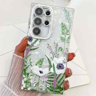 For Samsung Galaxy S24 Ultra 5G Electroplating Flowers Plants Texture TPU Phone Case(Green Plants FL5)