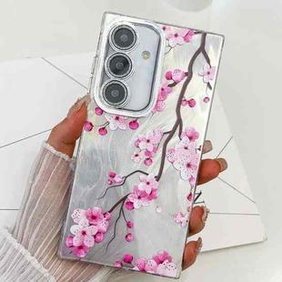 For Samsung Galaxy S24+ 5G Electroplating Flowers Plants Texture TPU Phone Case(Plum Flower FL6)