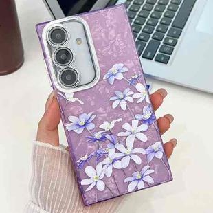 For Samsung Galaxy S24+ 5G Electroplating Flowers Plants Texture TPU Phone Case(Lilac Flowers FL16)