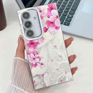 For Samsung Galaxy S24+ 5G Electroplating Flowers Plants Texture TPU Phone Case(Peach Blossom FL18)