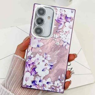 For Samsung Galaxy S24 5G Electroplating Flowers Plants Texture TPU Phone Case(Azalea FL4)