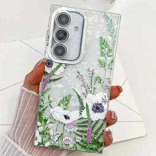 For Samsung Galaxy S24 5G Electroplating Flowers Plants Texture TPU Phone Case(Green Plants FL5)