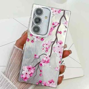 For Samsung Galaxy S24 5G Electroplating Flowers Plants Texture TPU Phone Case(Plum Flower FL6)