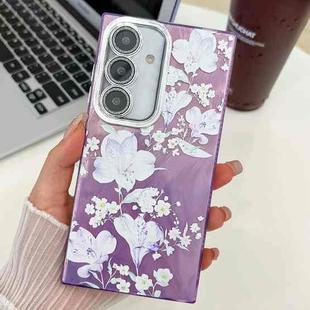 For Samsung Galaxy S24 5G Electroplating Flowers Plants Texture TPU Phone Case(Pale Purple Flower FL11)