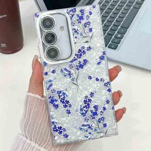 For Samsung Galaxy S24 5G Electroplating Flowers Plants Texture TPU Phone Case(Blue Flower FL13)