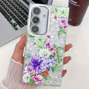 For Samsung Galaxy A25 5G Electroplating Flowers Plants Texture TPU Phone Case(Colorful Peony FL10)