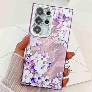 For Samsung Galaxy S23 Ultra 5G Electroplating Flowers Plants Texture TPU Phone Case(Azalea FL4)