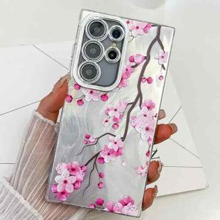 For Samsung Galaxy S23 Ultra 5G Electroplating Flowers Plants Texture TPU Phone Case(Plum Flower FL6)