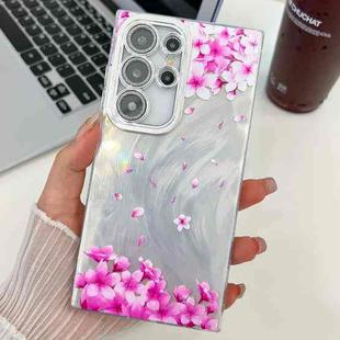 For Samsung Galaxy S23 Ultra 5G Electroplating Flowers Plants Texture TPU Phone Case(Sakura FL12)