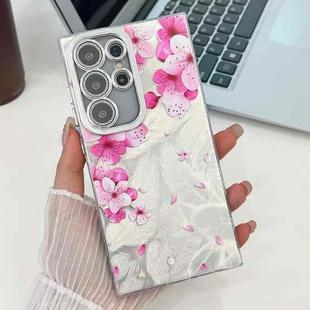 For Samsung Galaxy S23 Ultra 5G Electroplating Flowers Plants Texture TPU Phone Case(Peach Blossom FL18)